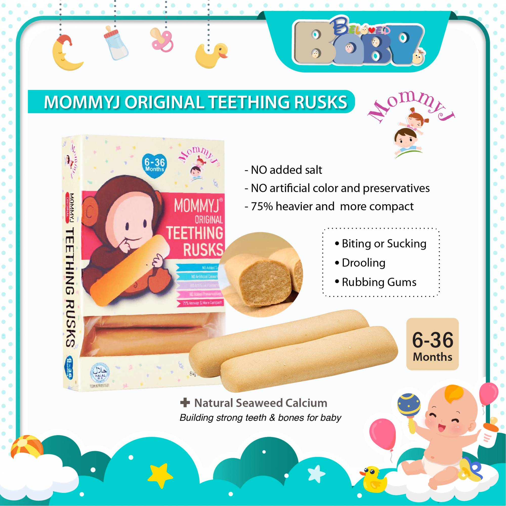 MommyJ Baby Original Teething Rusks (636 months)