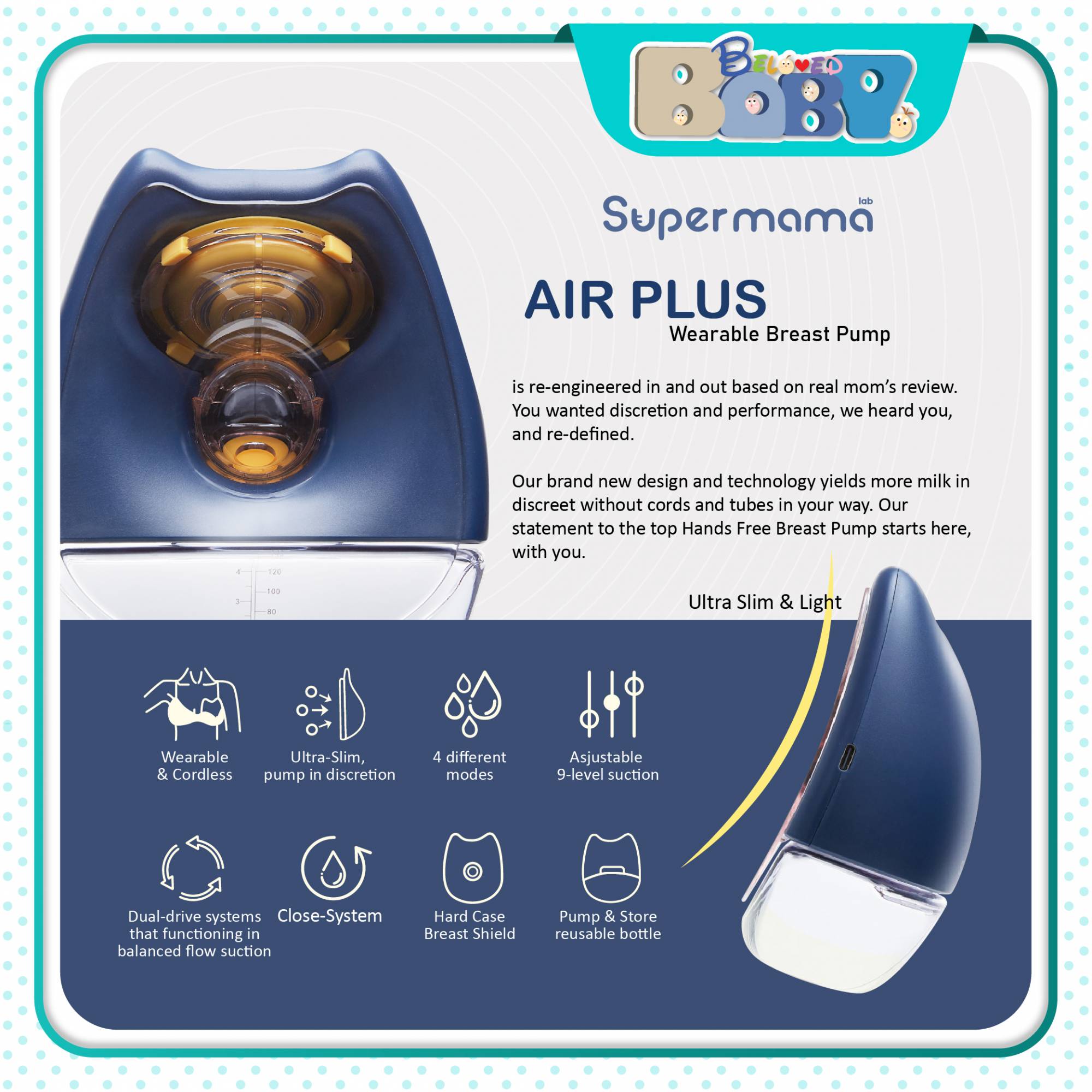 Supermama Air Plus Wearable Breast Pump