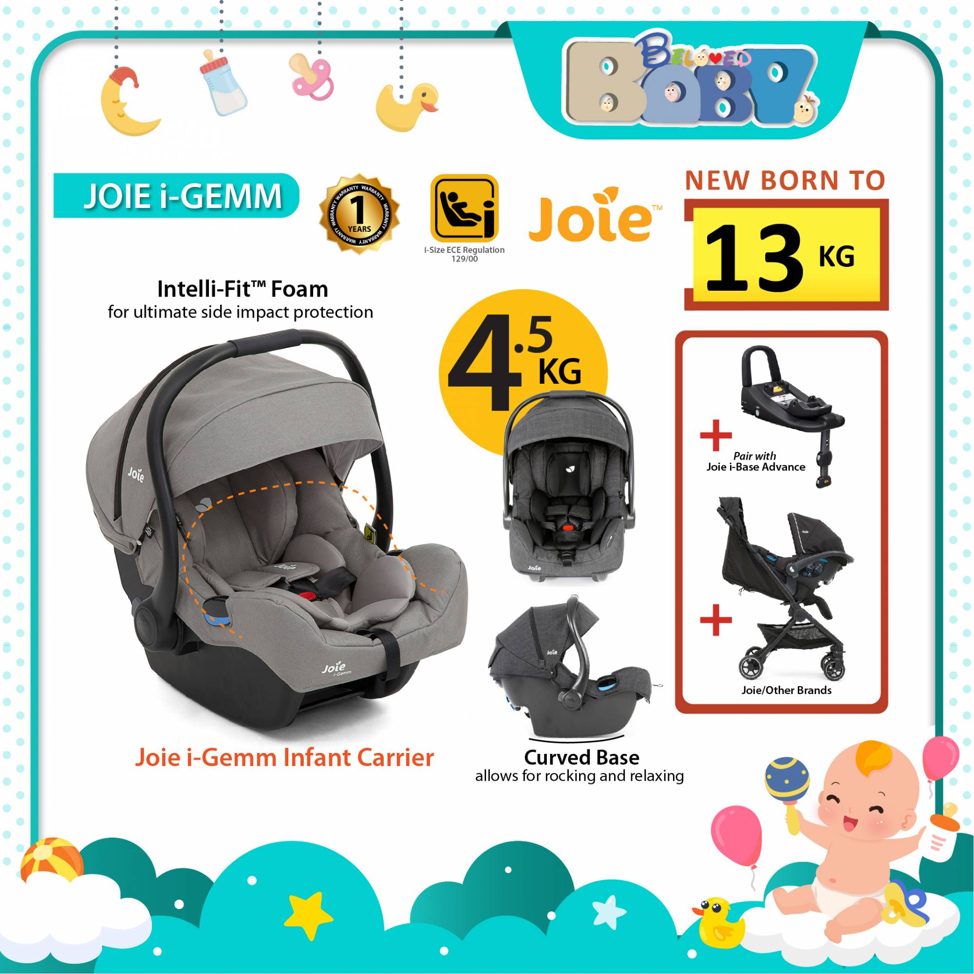 Joie iGemm 2 Infant Carrier Car Seat iSize