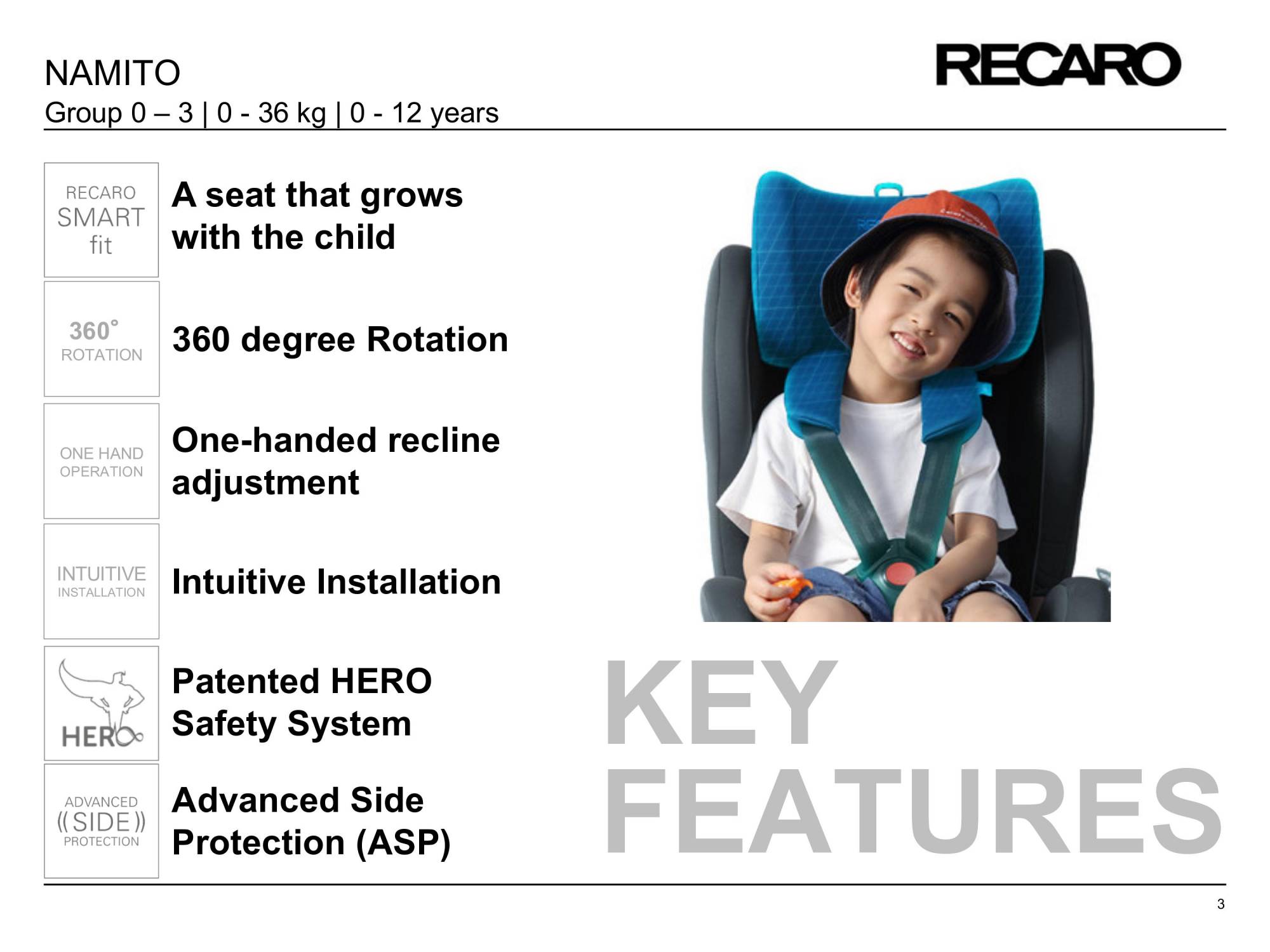 Recaro Namito 360 Spin Convertible Car Seat (0-36kg)