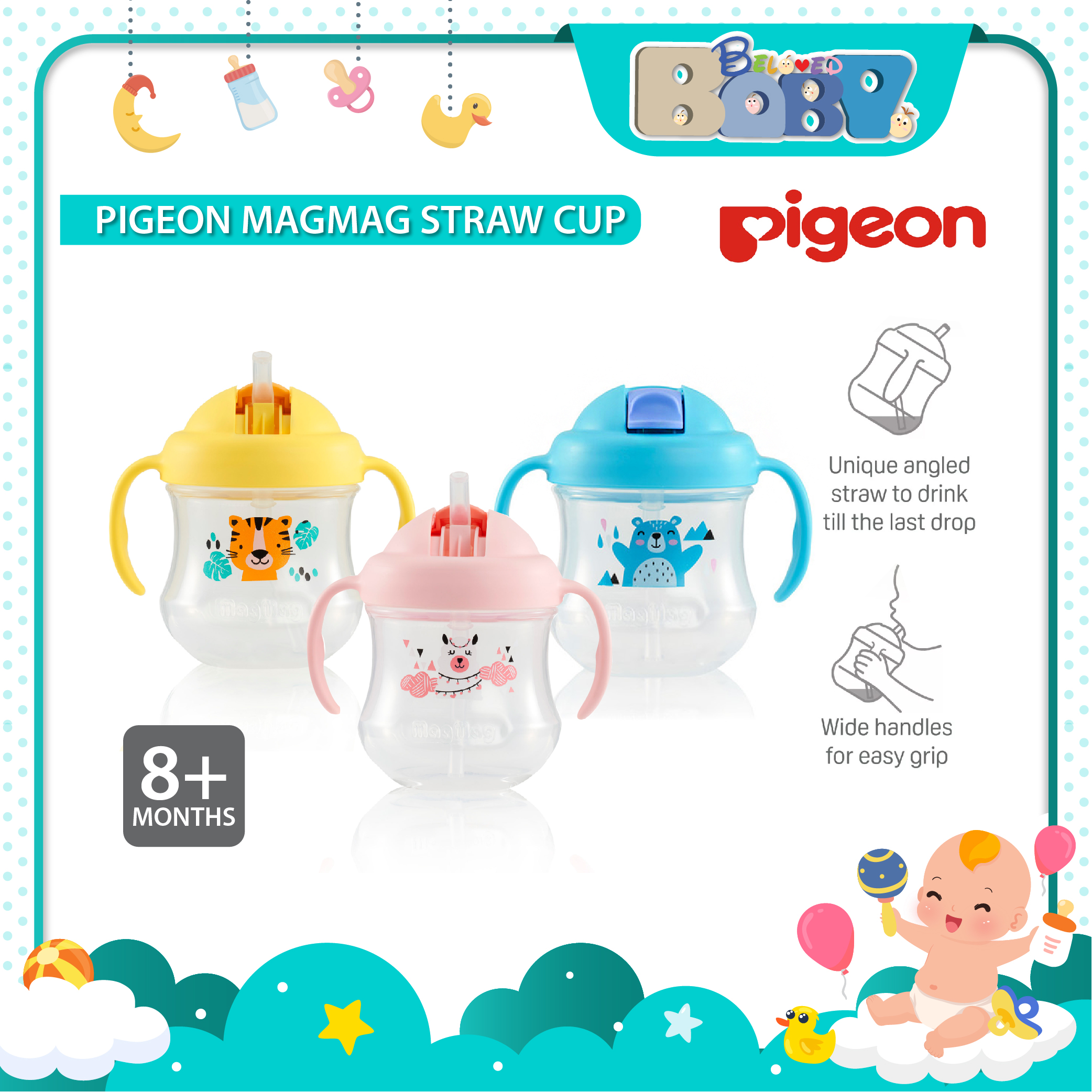 Pigeon MagMag Straw Cup Sippy Drinking Cup (8+ Months)
